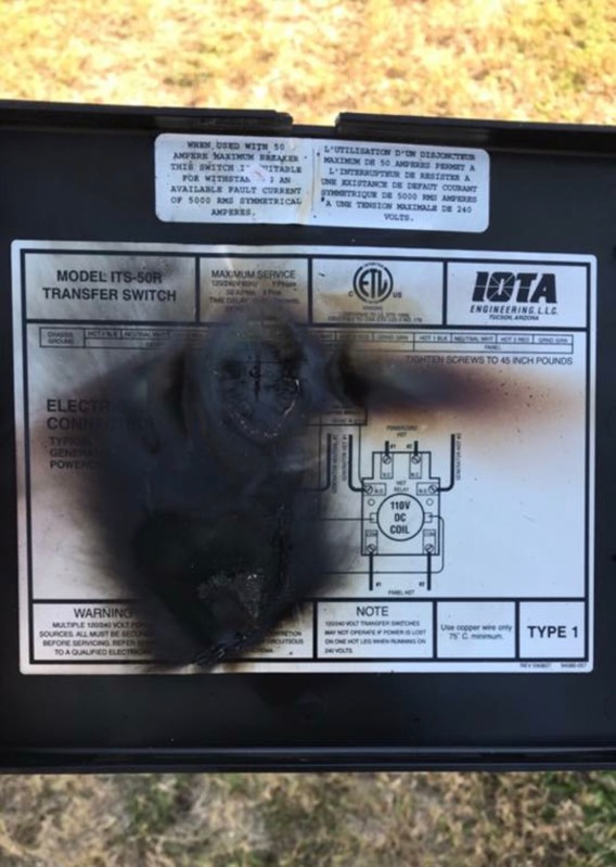 IOTA ITS-50R recalled generator transfer switch