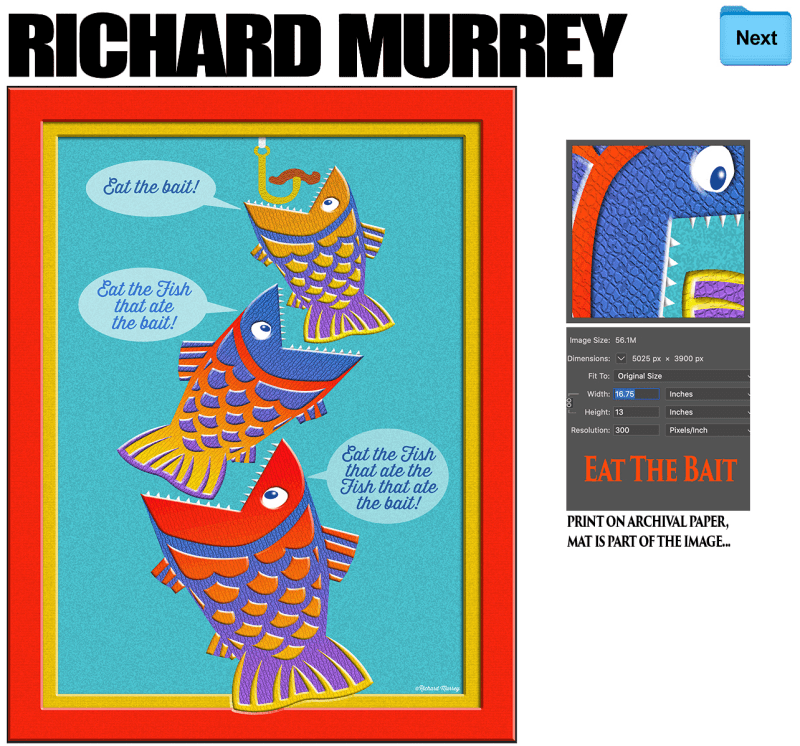 Richard Murrey artwork of big fish eating little fish, eating littler fish - http://listen4music.com/ocean%20life/3.html
